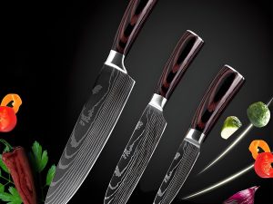 Chef Knife Laser Damascus Japanese Kitchen Utility Knives Set