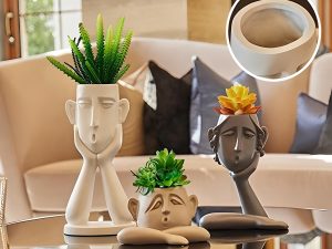 3pcs Ceramic Human Face Flower Vase